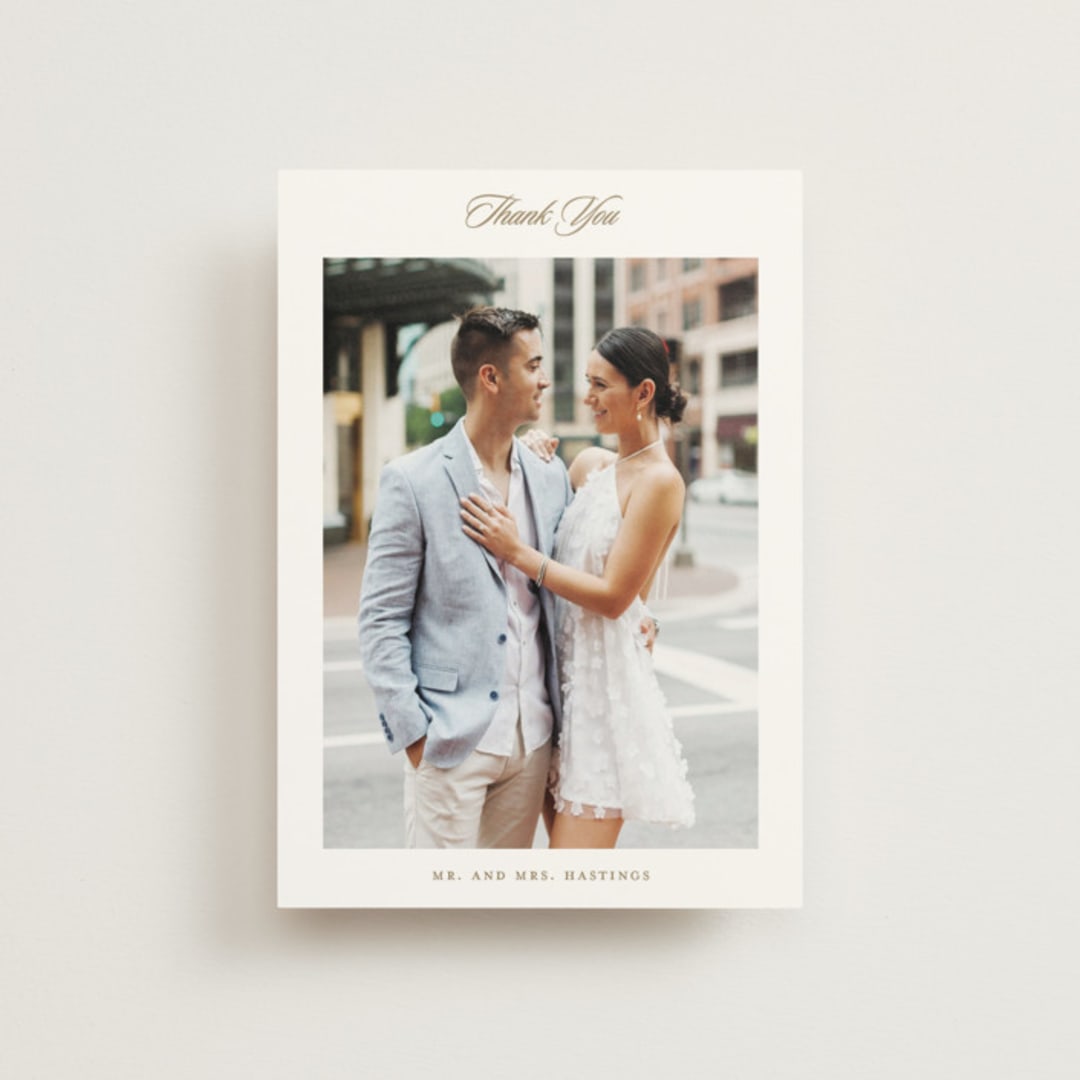 "Classic decorum" - Wedding Thank You Postcards in Golden by Stacey Meacham - Front