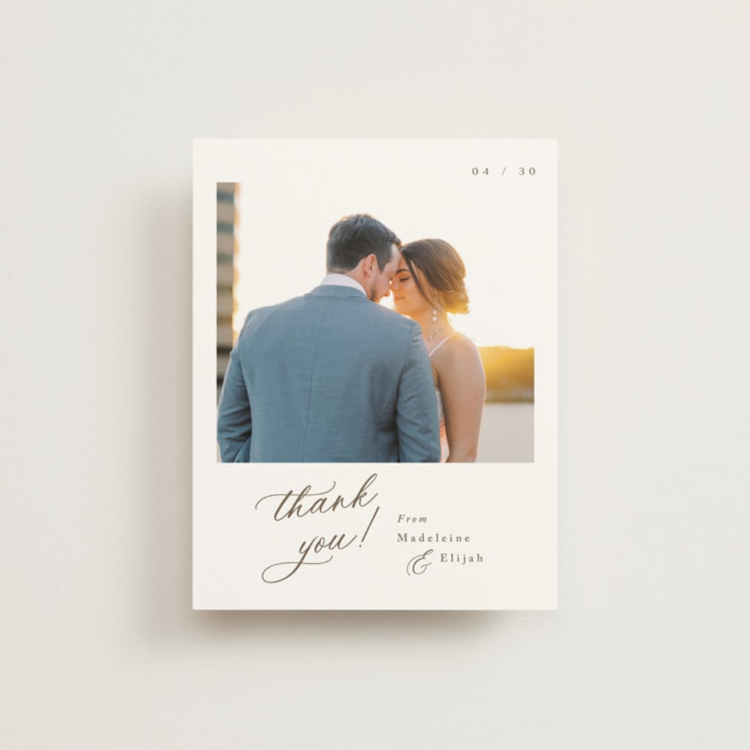 "Whimsy" - Wedding Thank You Postcards in Latte by Cara Scott - Front