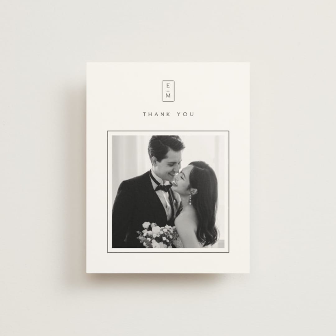 "Stripe Bevel" - Wedding Thank You Postcards in Salt by Amy Kross - Front