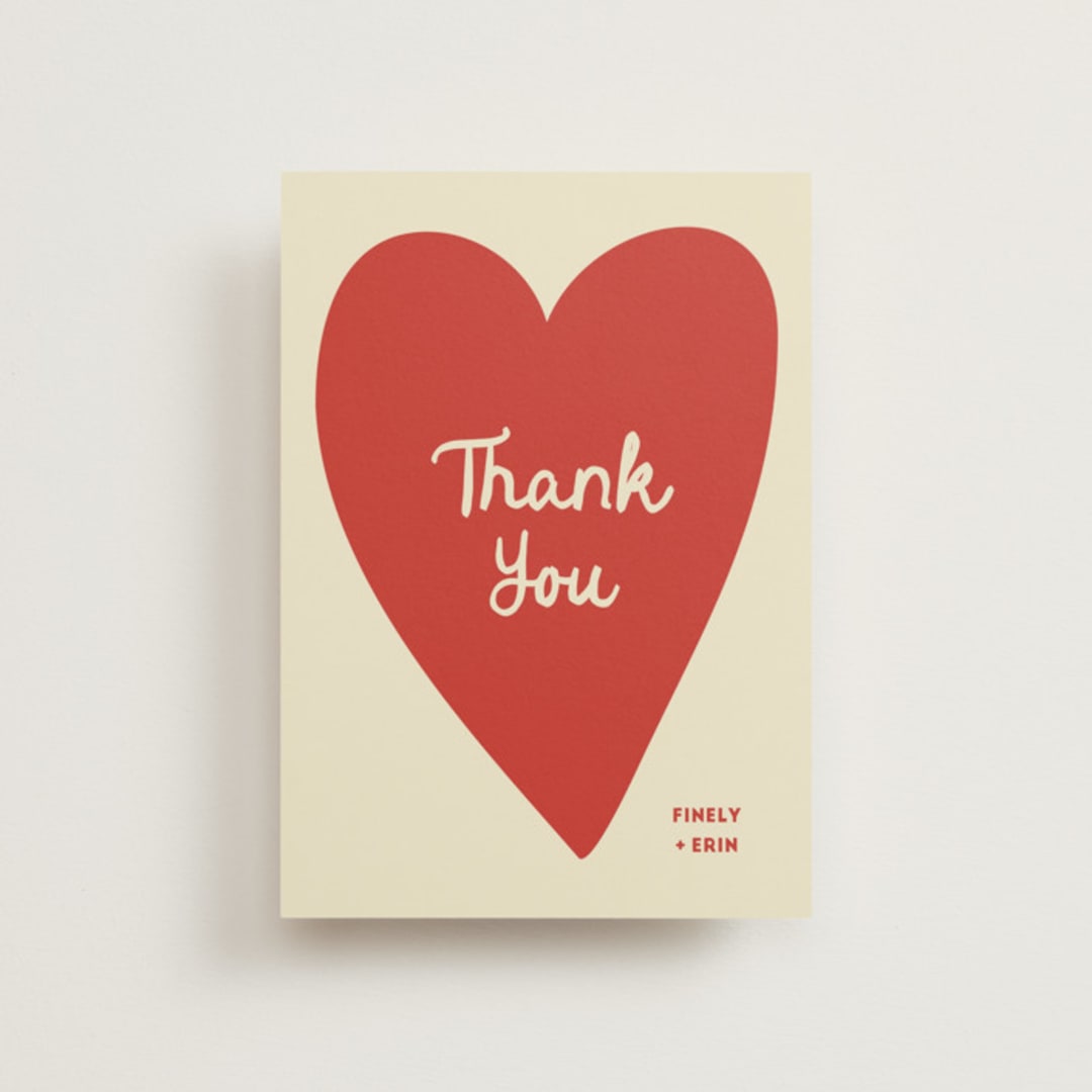 "Big Heart Wedding" - Wedding Thank You Postcards in Cherry by Ani Somi - Front