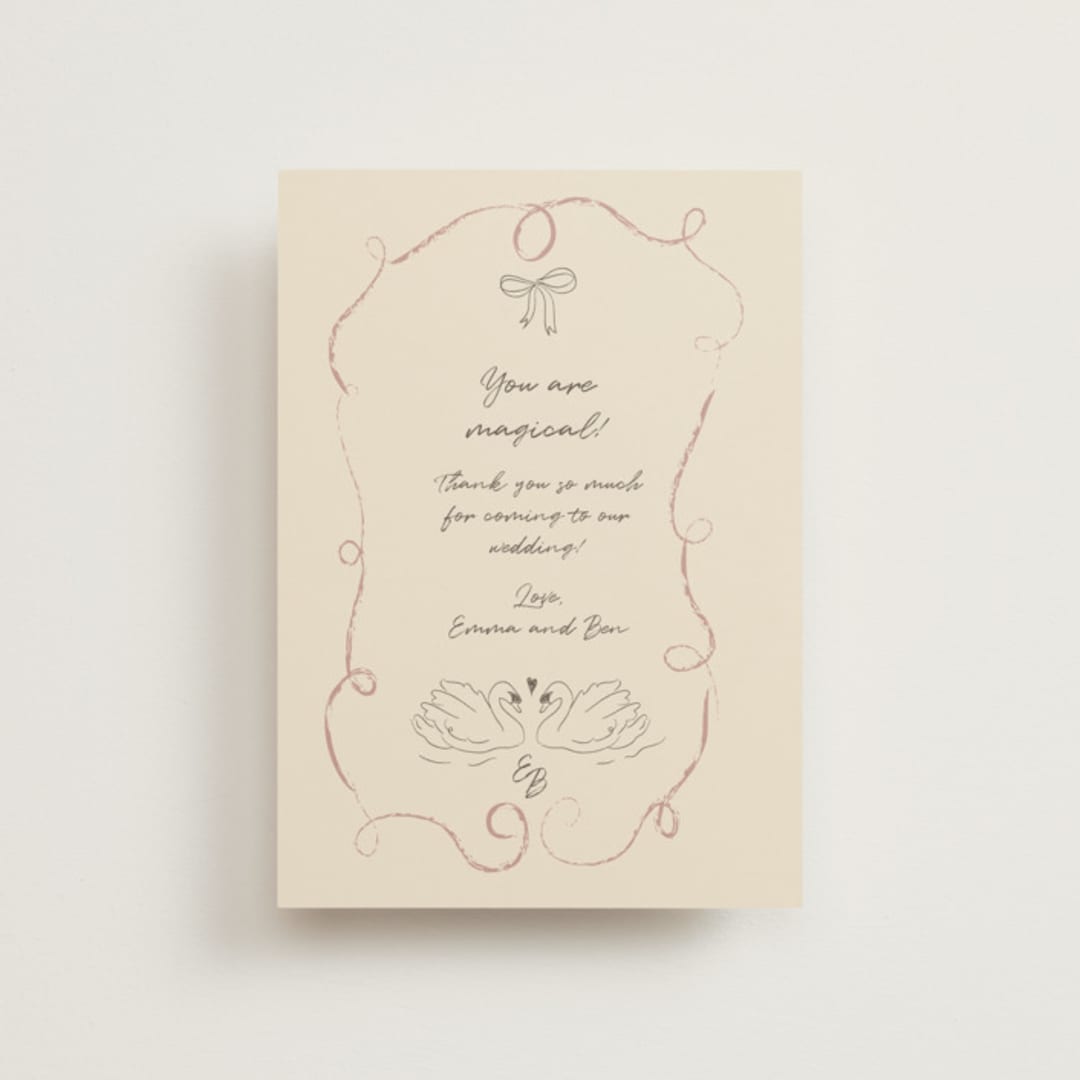 "The Swan" - Wedding Thank You Postcards in Buttercream by Helena Vitto - Front