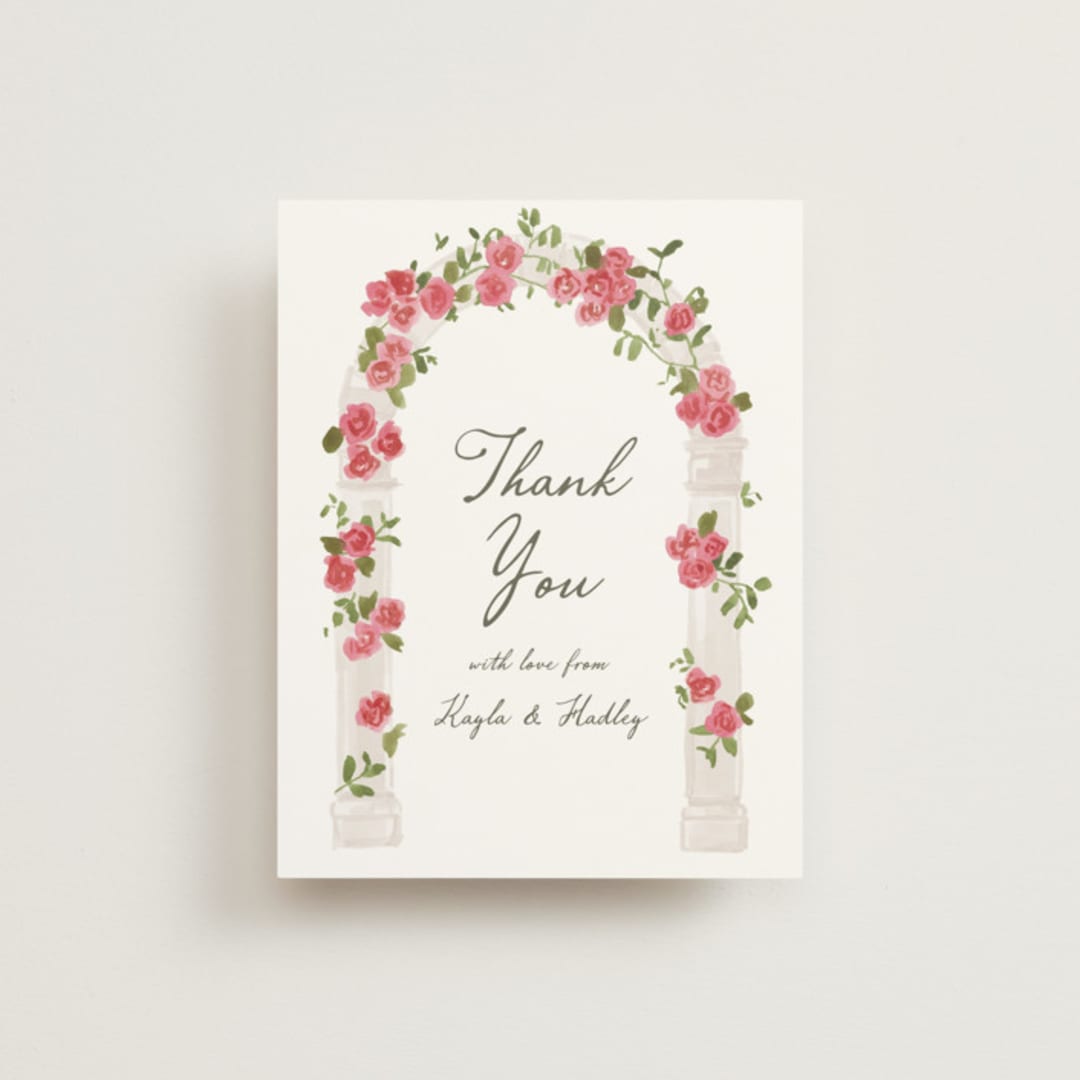 "Villa" - Wedding Thank You Postcards in Azalea by Everett Paper Goods - Front