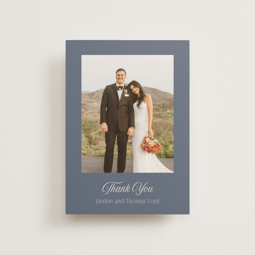 "Ritzy" - Wedding Thank You Postcards in French Blue by Nicoletta Savod - Front