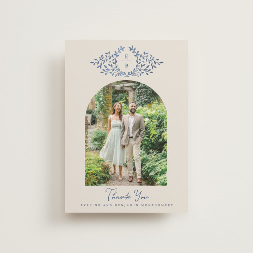 "Pavilion" - Wedding Thank You Postcards in Navy by Petra Kern - Front