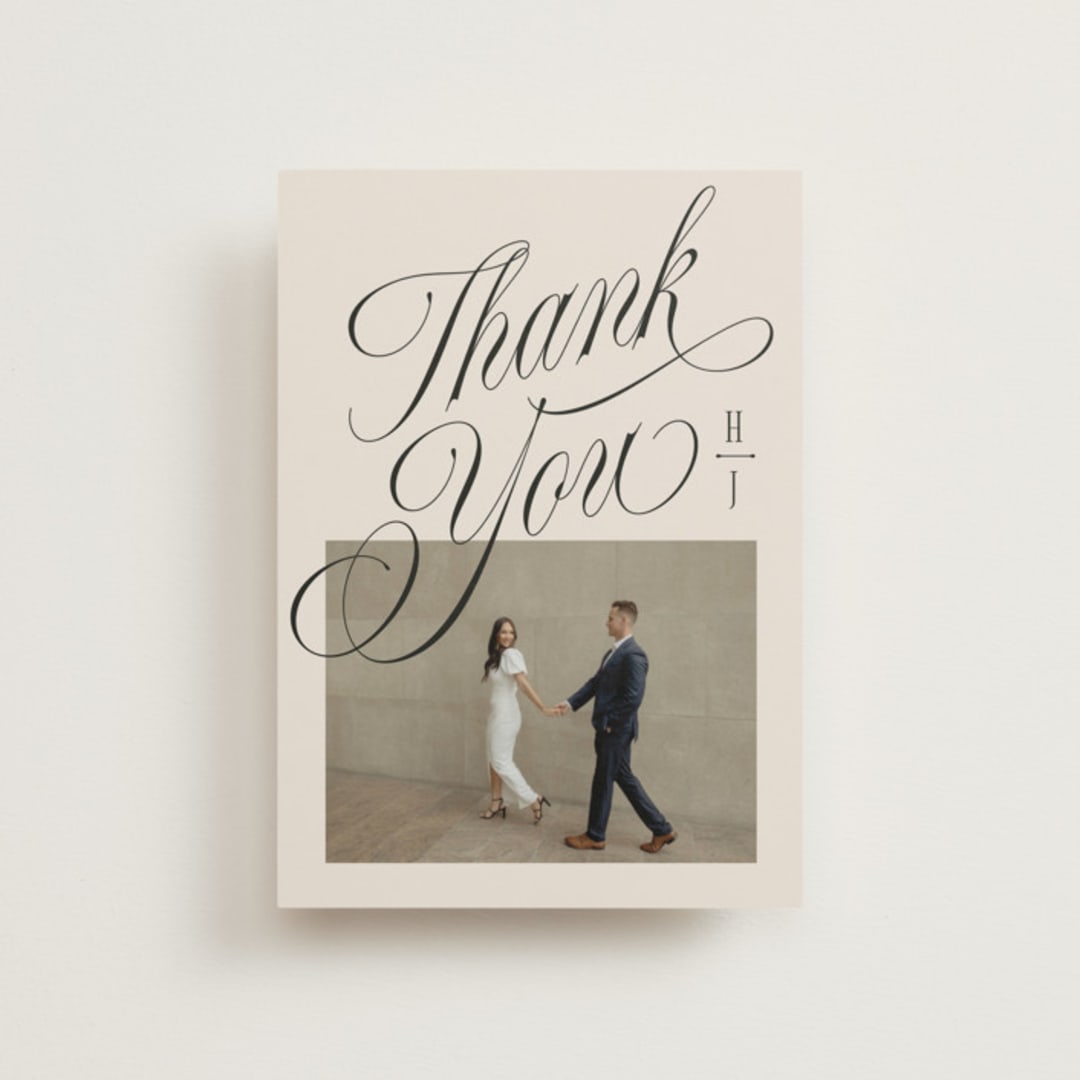 "Mirin" - Wedding Thank You Postcards in Linen by Kate Ahn - Front