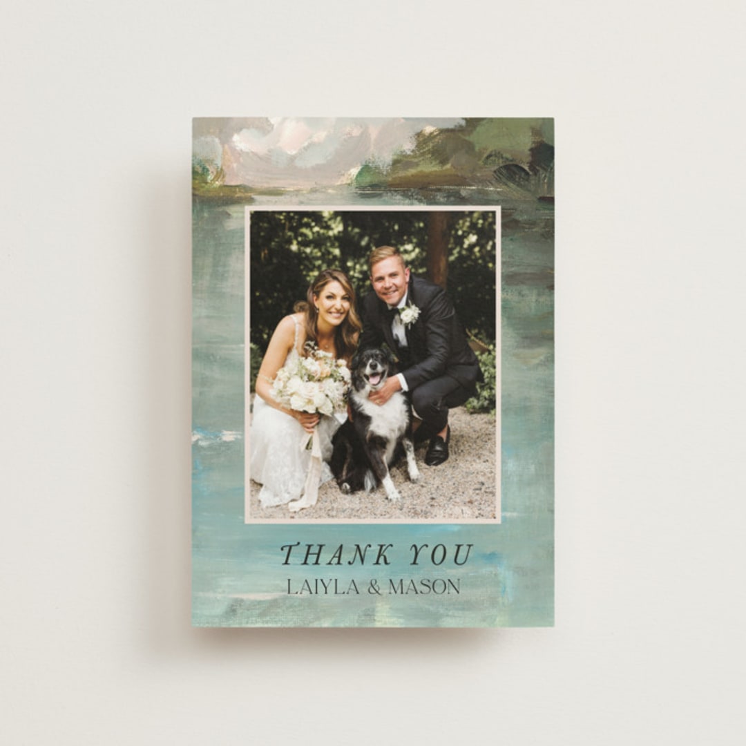 "Reflections" - Wedding Thank You Postcards in Lake by Lindsay Megahed - Front