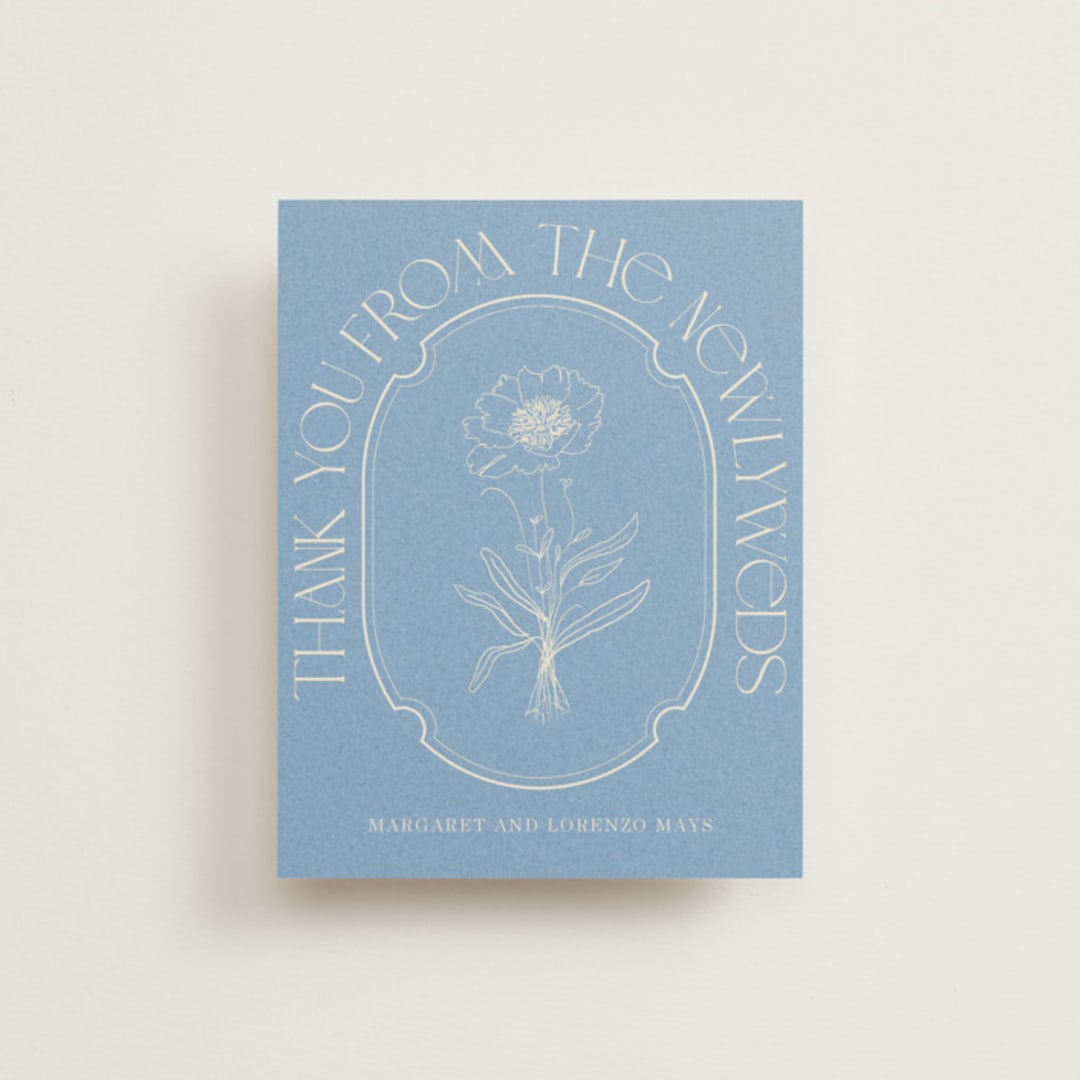 "Flora Arch" - Wedding Thank You Postcards in Cerulean by Baumbirdy - Front