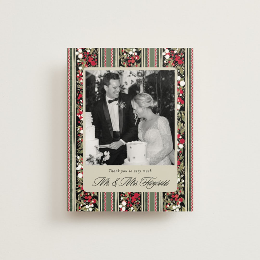 "holiday ribbon" - Wedding Thank You Postcards in Ruby by Jackie Crawford - Front