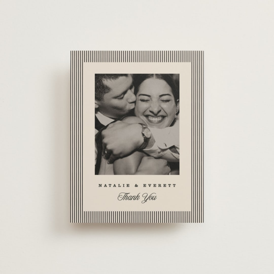 "Linea" - Wedding Thank You Postcards in Noir by Pixel and Hank - Front