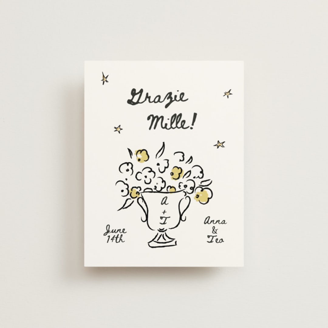 "Amore Mio" - Wedding Thank You Postcards in Nero by Helena Vitto - Front
