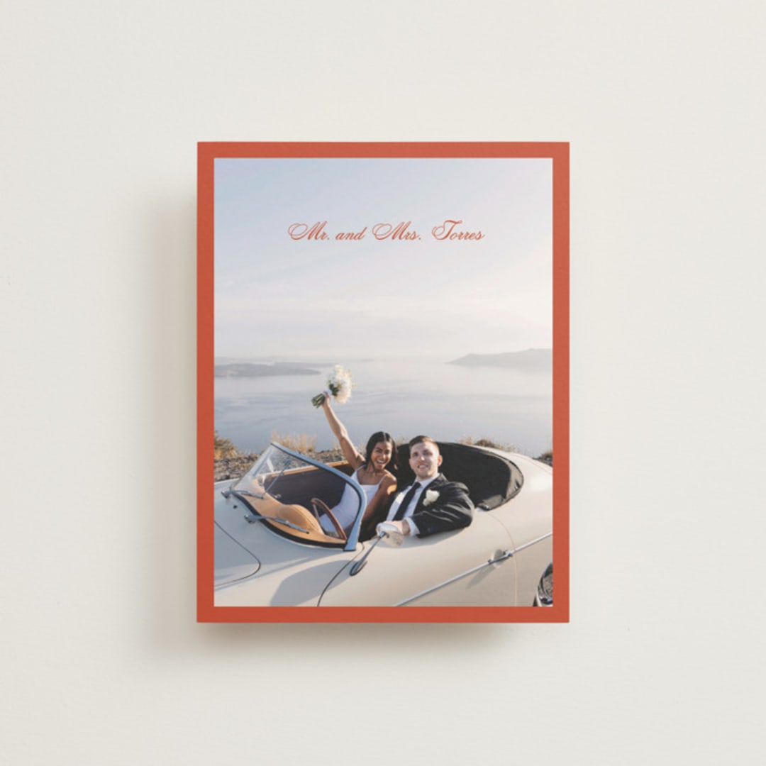 "Borders" - Wedding Thank You Postcards in Cherry by Ani Somi - Front