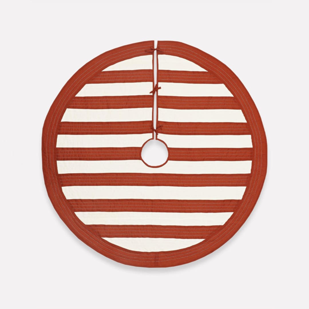 "Striped Tree Skirt" - Tree Skirts in red by Anchal