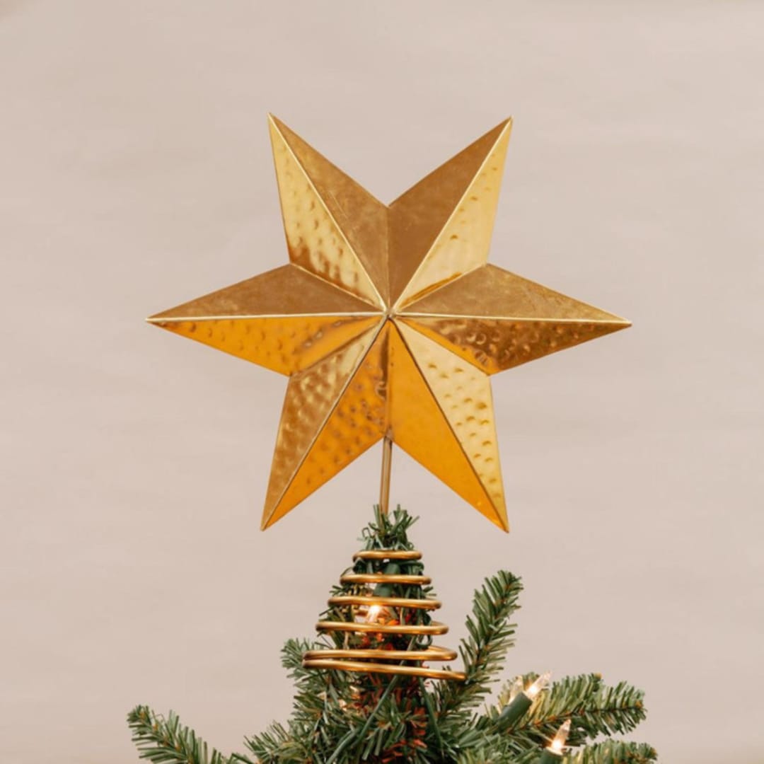 "Large Gold Star Tree Topper" - Tree Toppers in gold by Aahlada Chennupati
