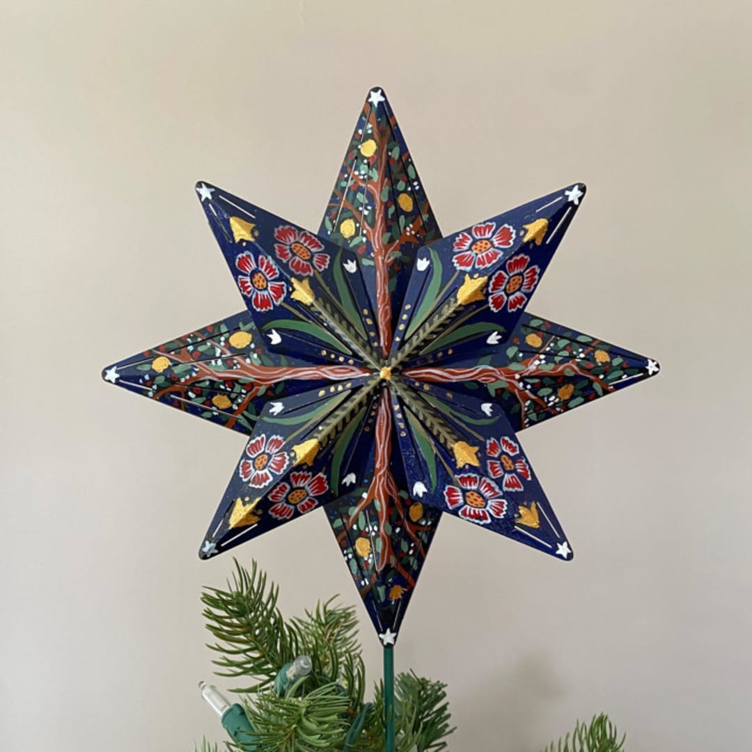 "Navy Woodland Tree Topper" - Tree Toppers in multicolor by Emily Morris