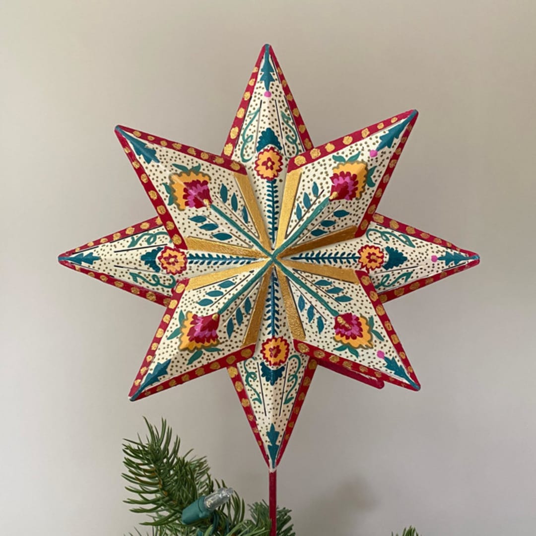 "Quilted Pattern Tree Topper" - Tree Toppers in multicolorassorted-colors by Emily Morris