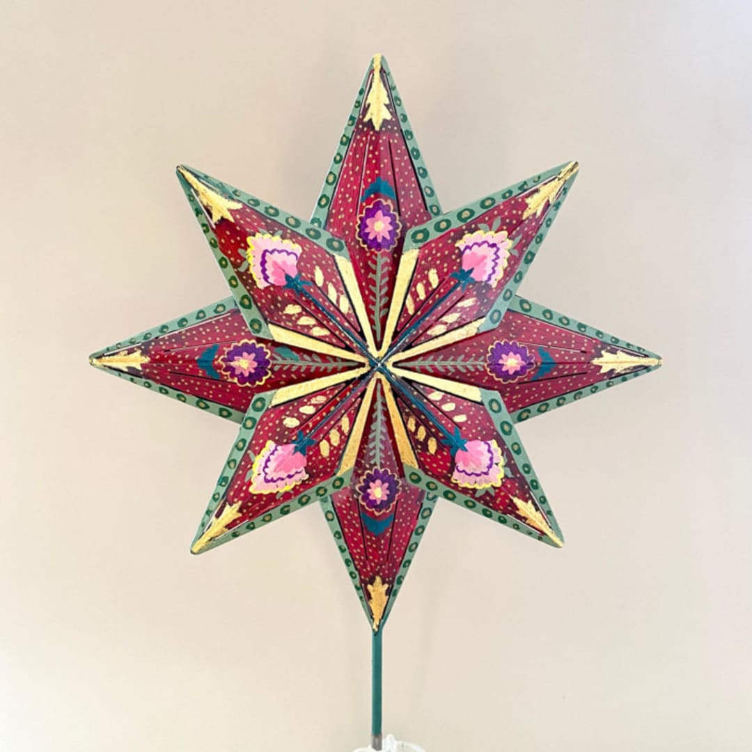 "Ref Floral Tree Topper" - Tree Toppers in red by Emily Morris