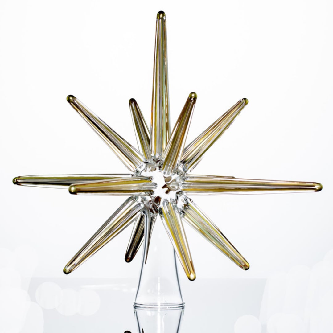 "Gold Glass Moravian Christmas Tree Star" - Tree Toppers in gold by Albrecht Art Glass