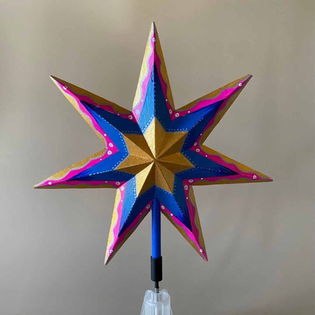 "Pink and Blue Tree Topper" - Tree Toppers in multicolor by Emily Morris