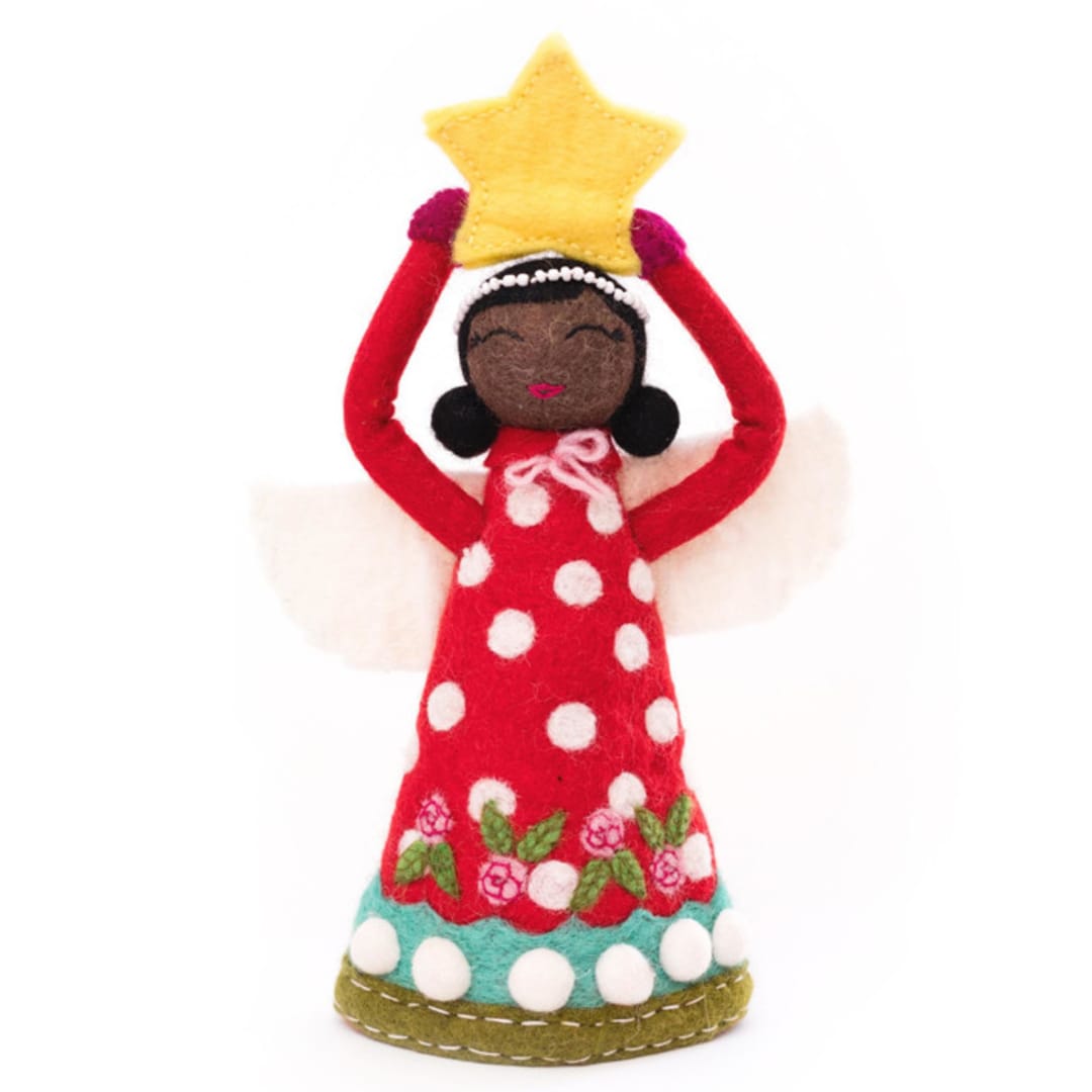 "Angel Tree Topper - Simone" - Tree Toppers in red by French Knot