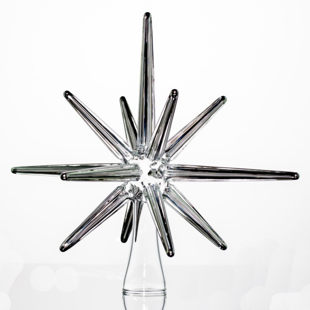 "Platinum Glass Moravian Christmas Tree Star" - Tree Toppers in silver by Albrecht Art Glass