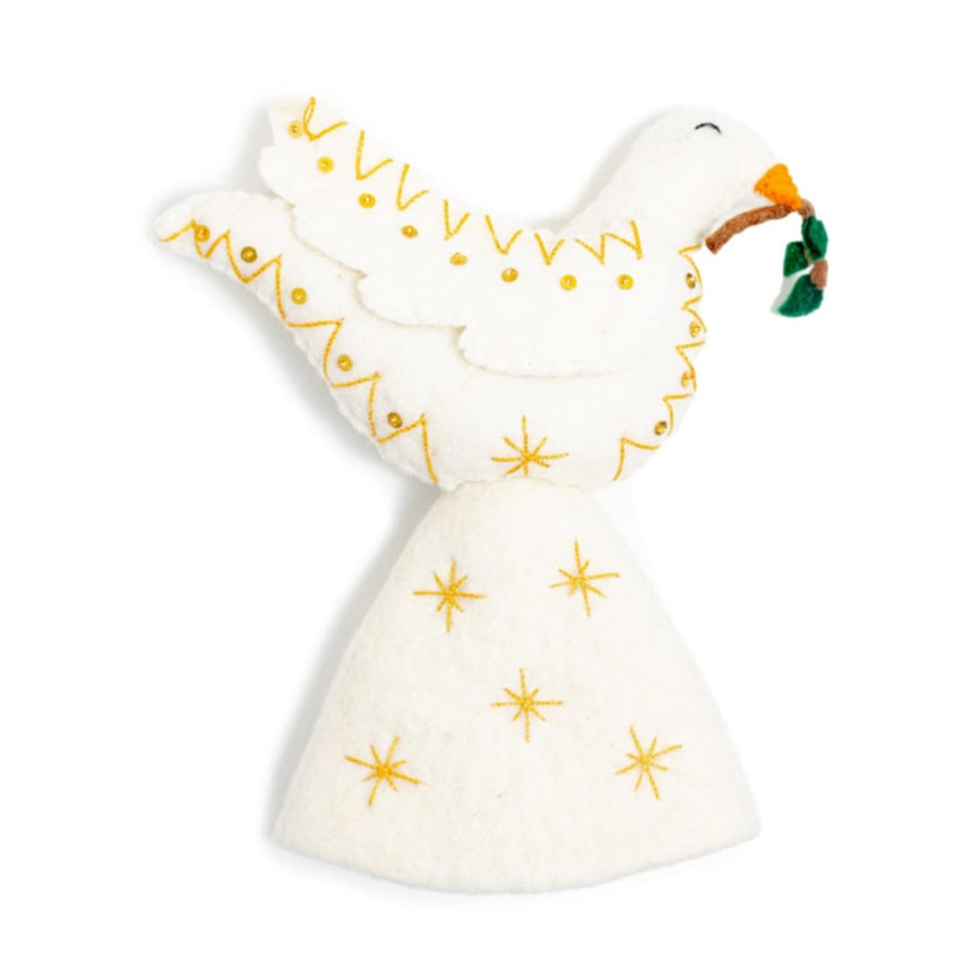 "Felt Dove Tree Topper" - Tree Toppers in white by Global Goods Partners