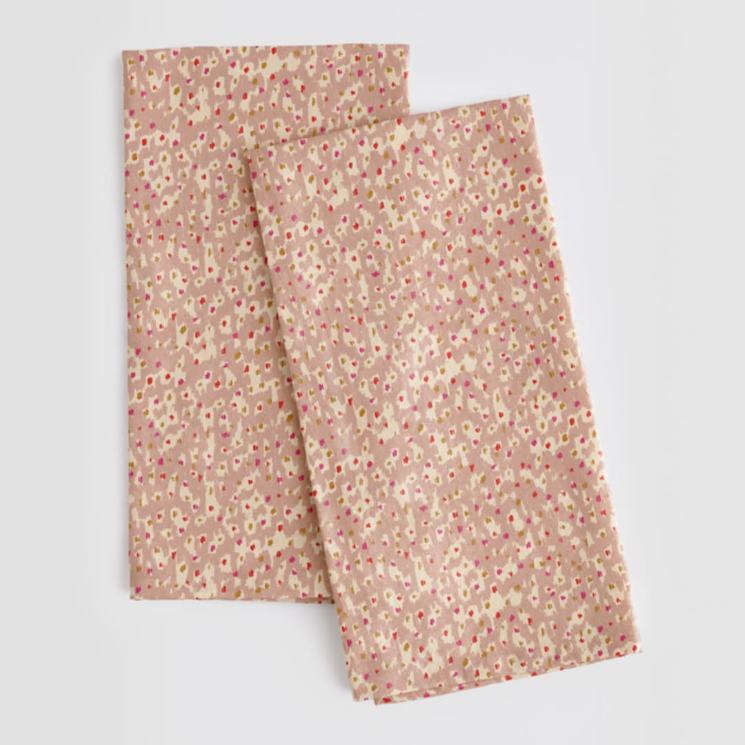 "Animal Dots" - Tea Towel in Tan by Michelle Fifis - Tea Towel Pair