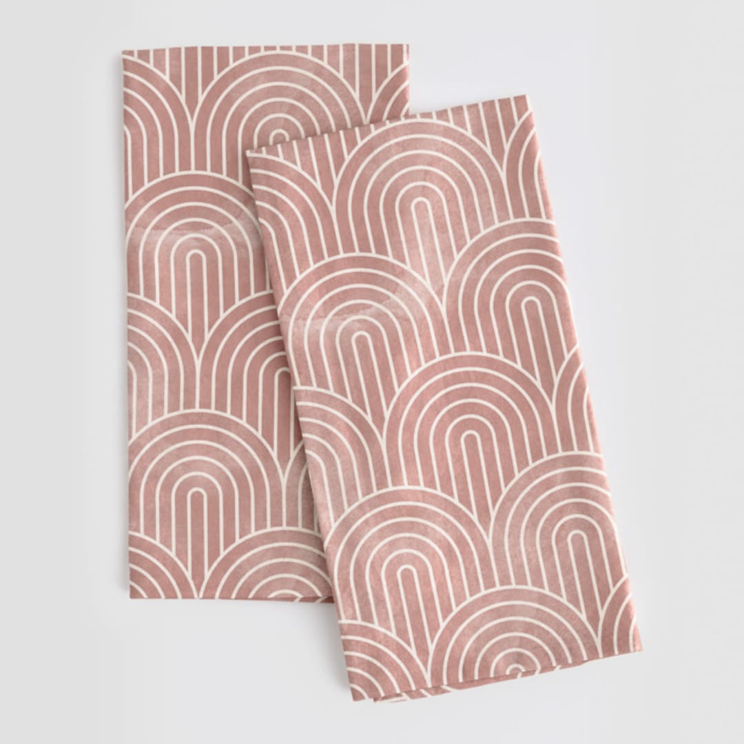 "Deco Arches" - Tea Towel in Pink by Hooray Creative - Tea Towel Pair