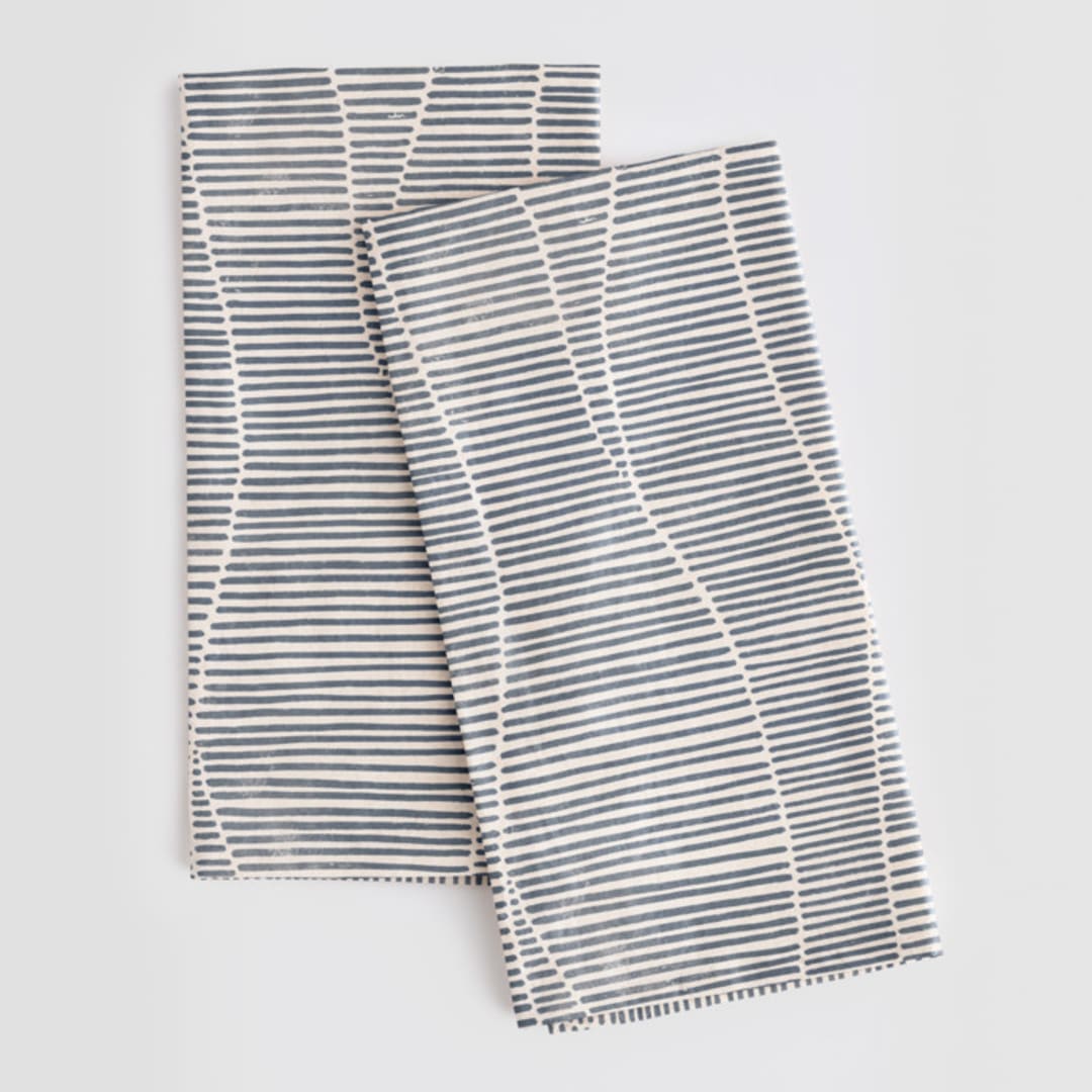 "Wavy" - Tea Towel in Storm by Michelle Taylor - Tea Towel Pair