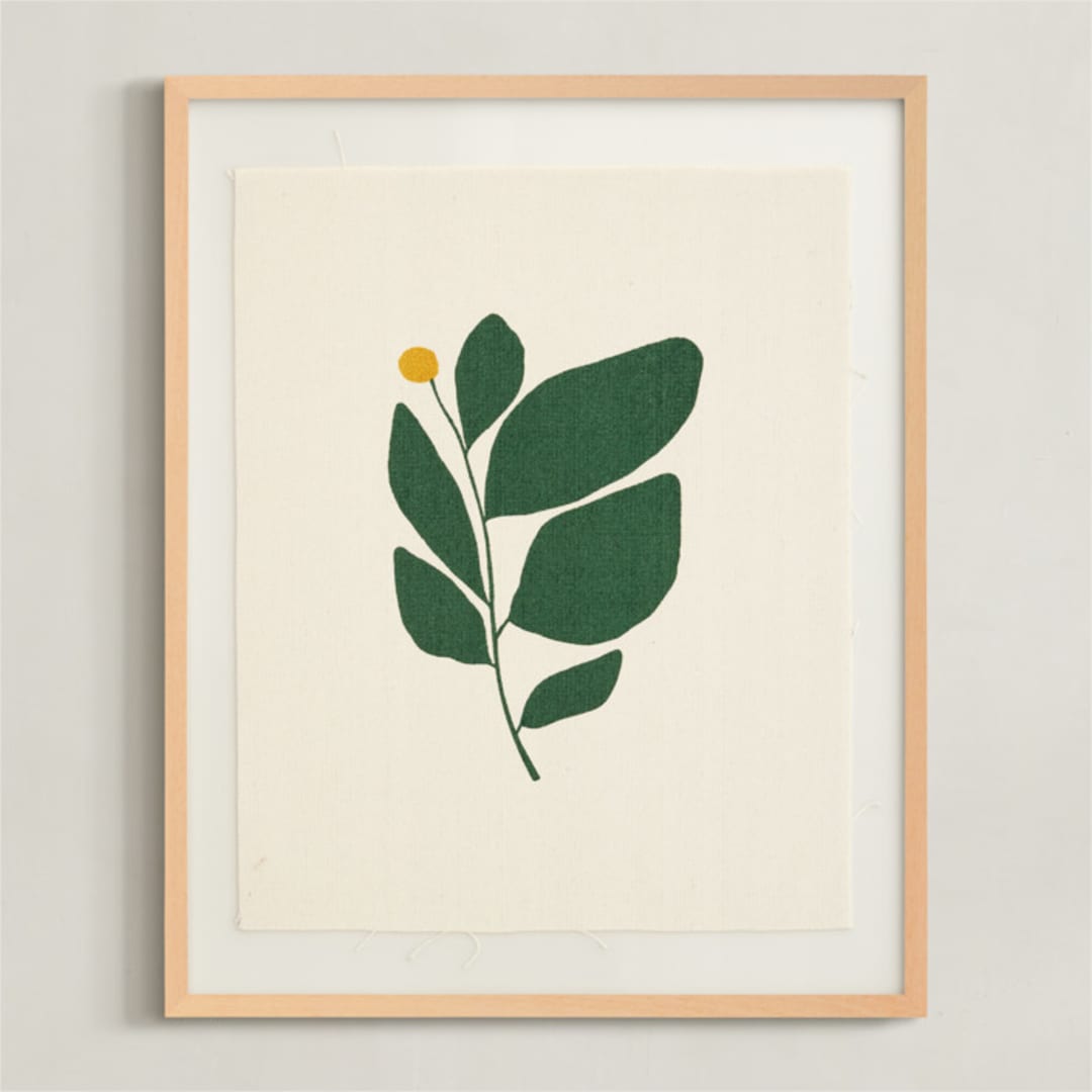"Pia" - Textile Art Print in Deep Green by Alex Roda - Framed