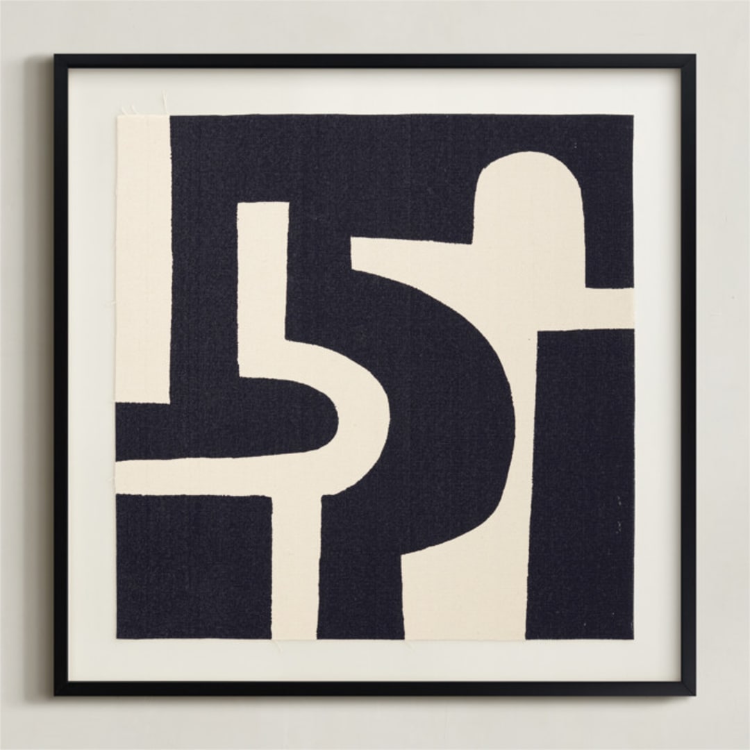 "Bold Pathways" - Textile Art Print in Midnight by Ilana Greenberg - Framed