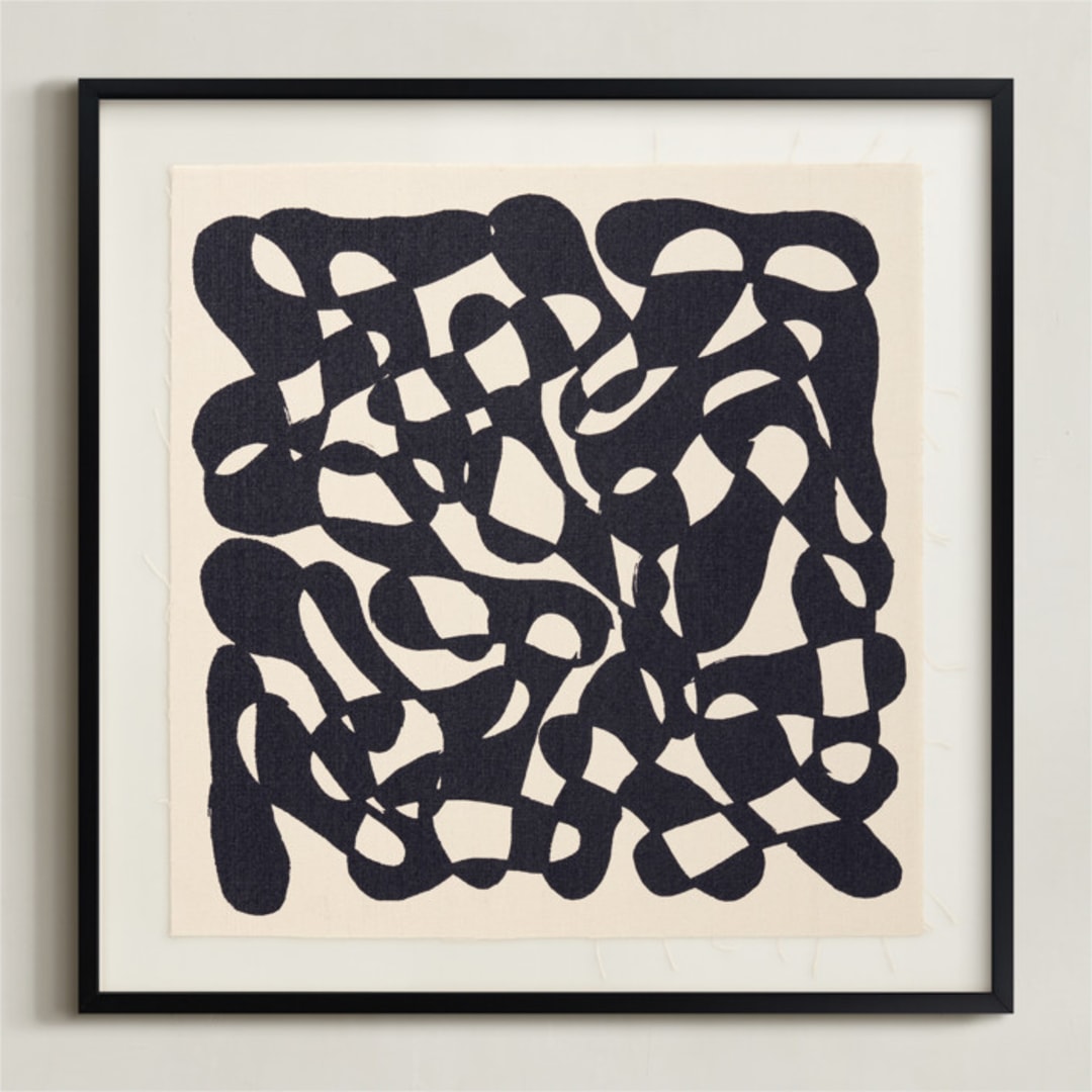 "Interlude" - Textile Art Print in Midnight by Stephanie Nowotarski - Framed