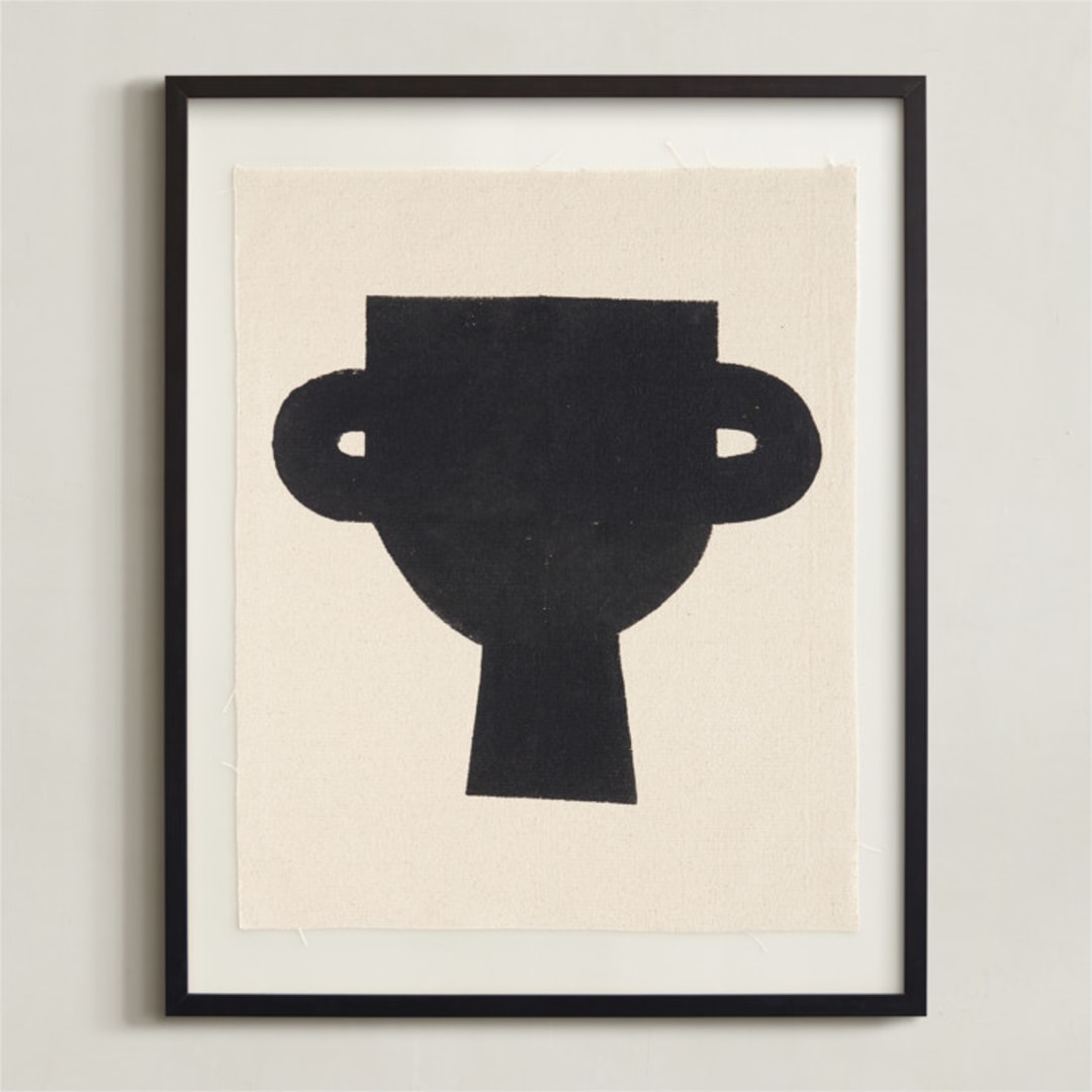 "Reclaimed Vessel I" - Textile Art Print in Ink by AK Graphics - Framed