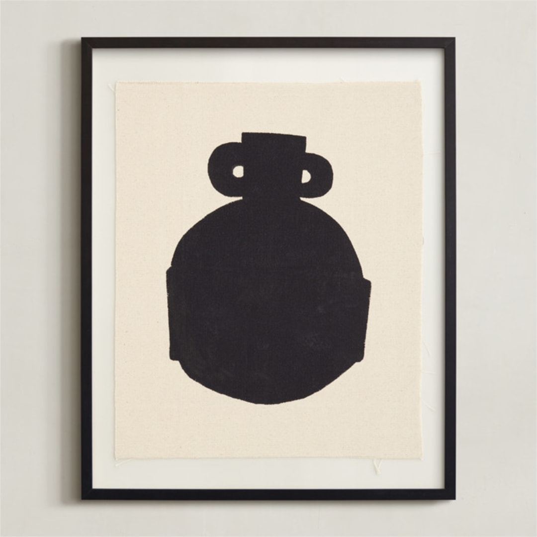 "Reclaimed Vessel III" - Textile Art Print in Ink by AK Graphics - Framed
