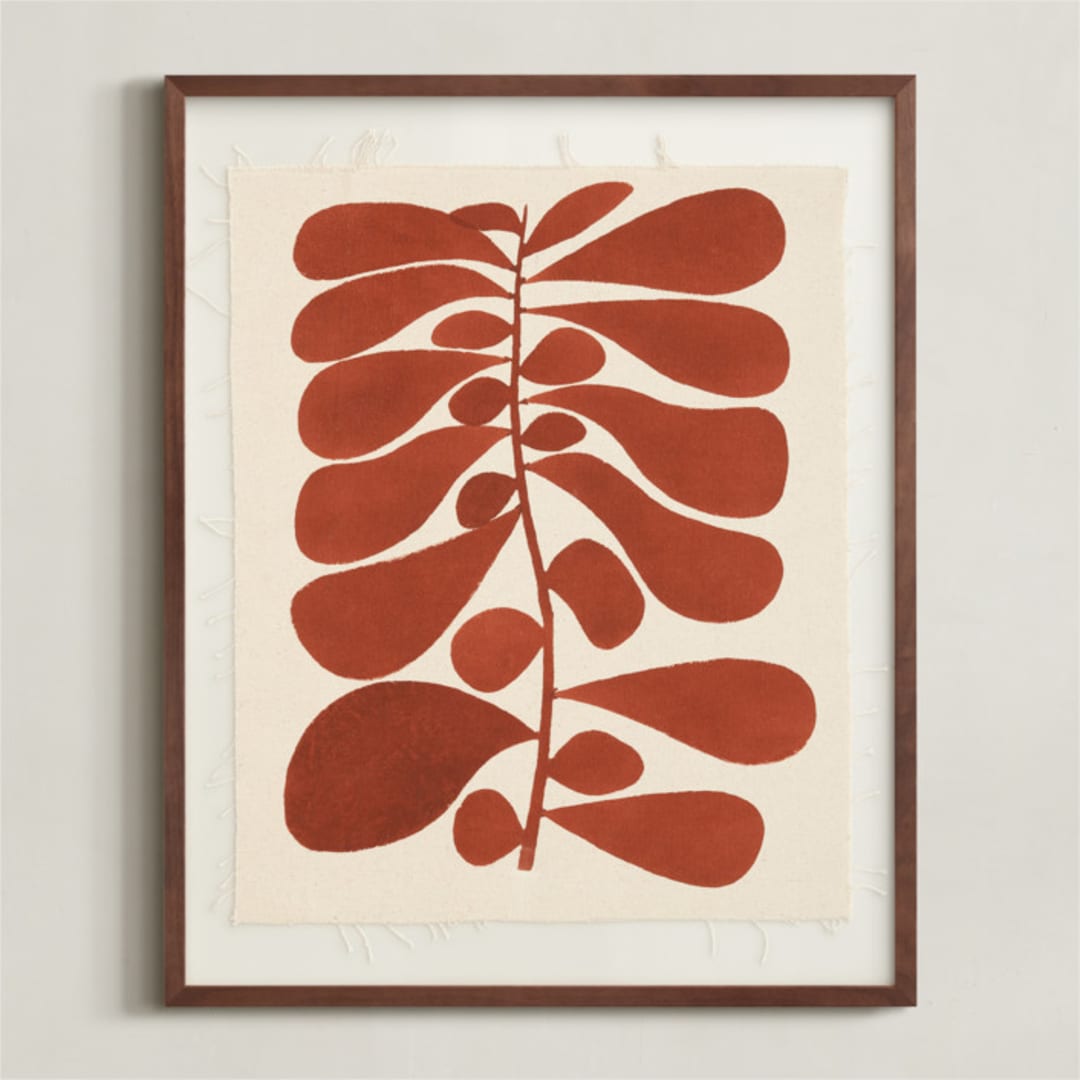 "Black Plant -- Earth" - Textile Art Print in Earth by Alisa Galitsyna - Framed