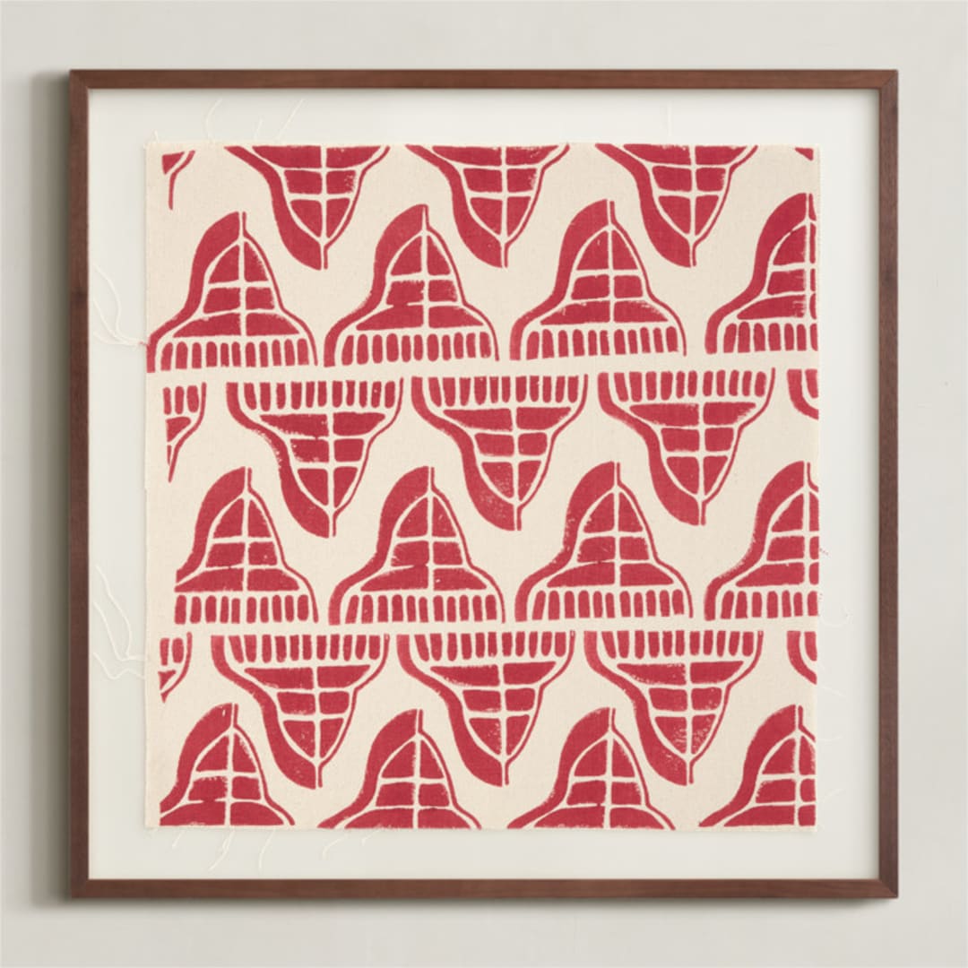 "Dwell" - Textile Art Print in Brick by Christine Llewellyn - Framed