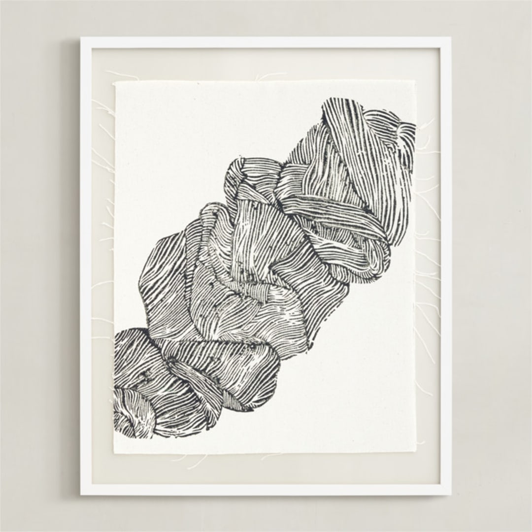 "Groove" - Textile Art Print in Ink by Pati Cascino - Framed