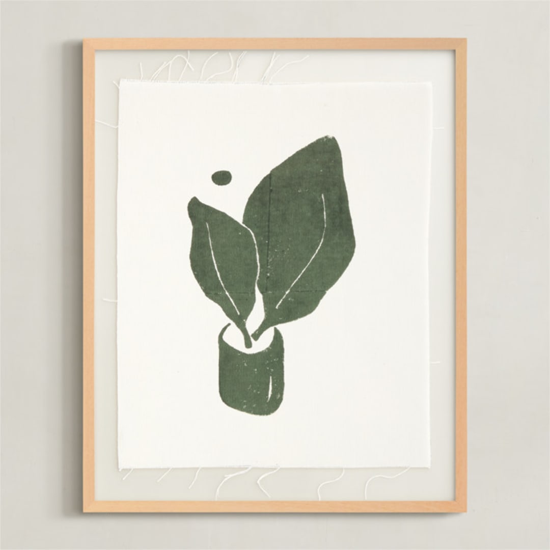 "LEIA" - Textile Art Print in Deep Green by Alex Roda - Framed