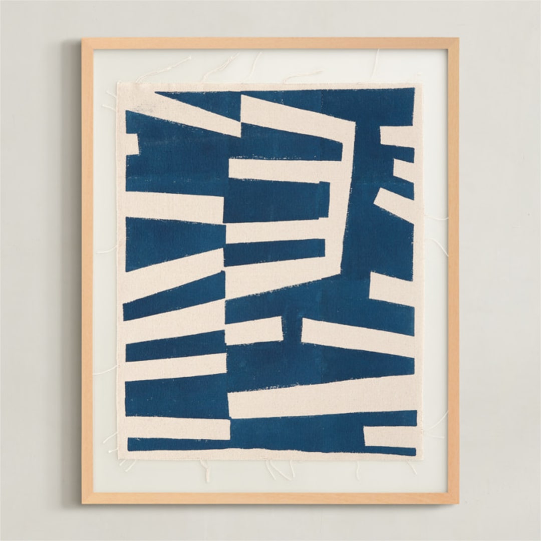 "Shouting" - Textile Art Print in Navy by Lauren Brown - Framed