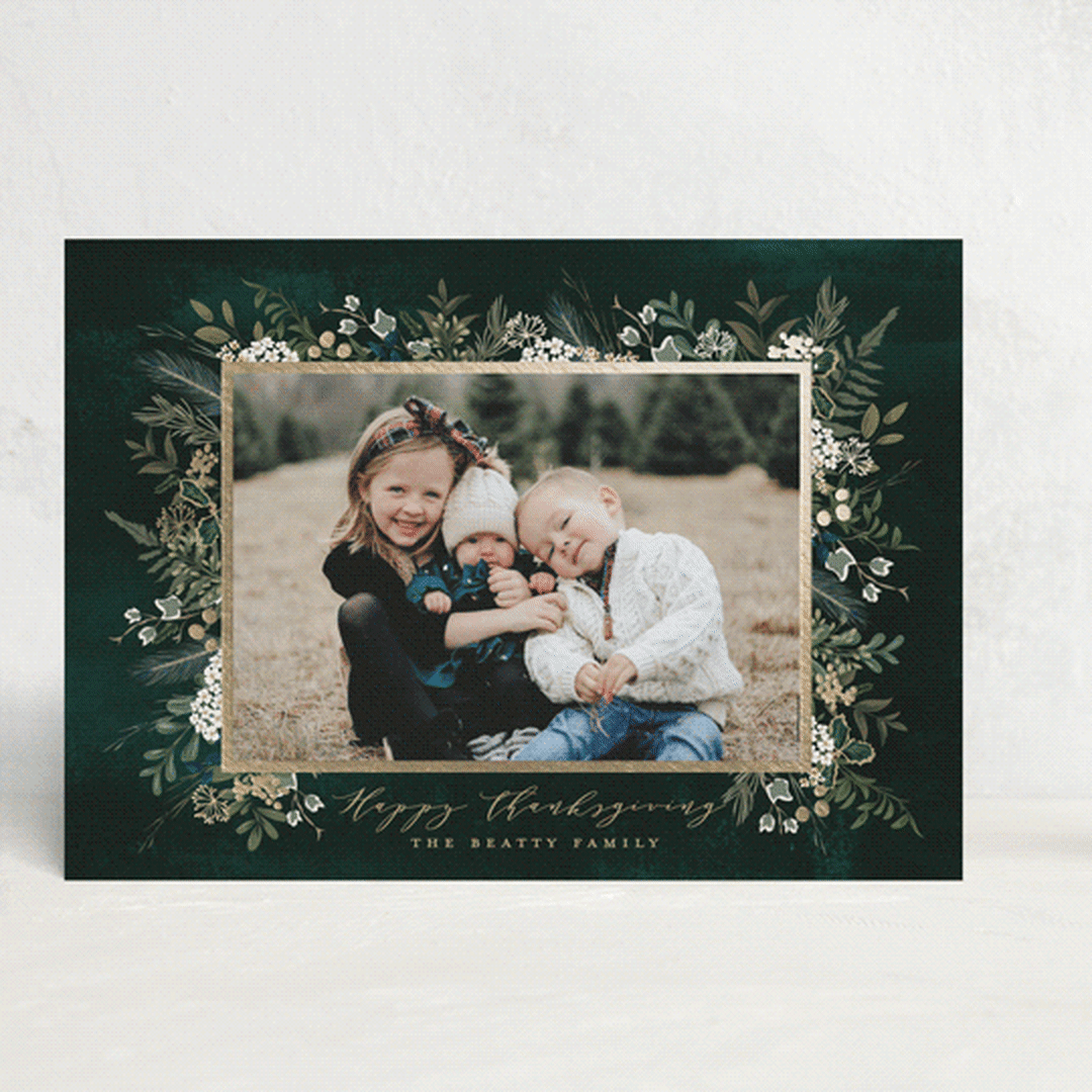 "Classic Greenery" - Thanksgiving Cards in Juniper by Susan Moyal - Front