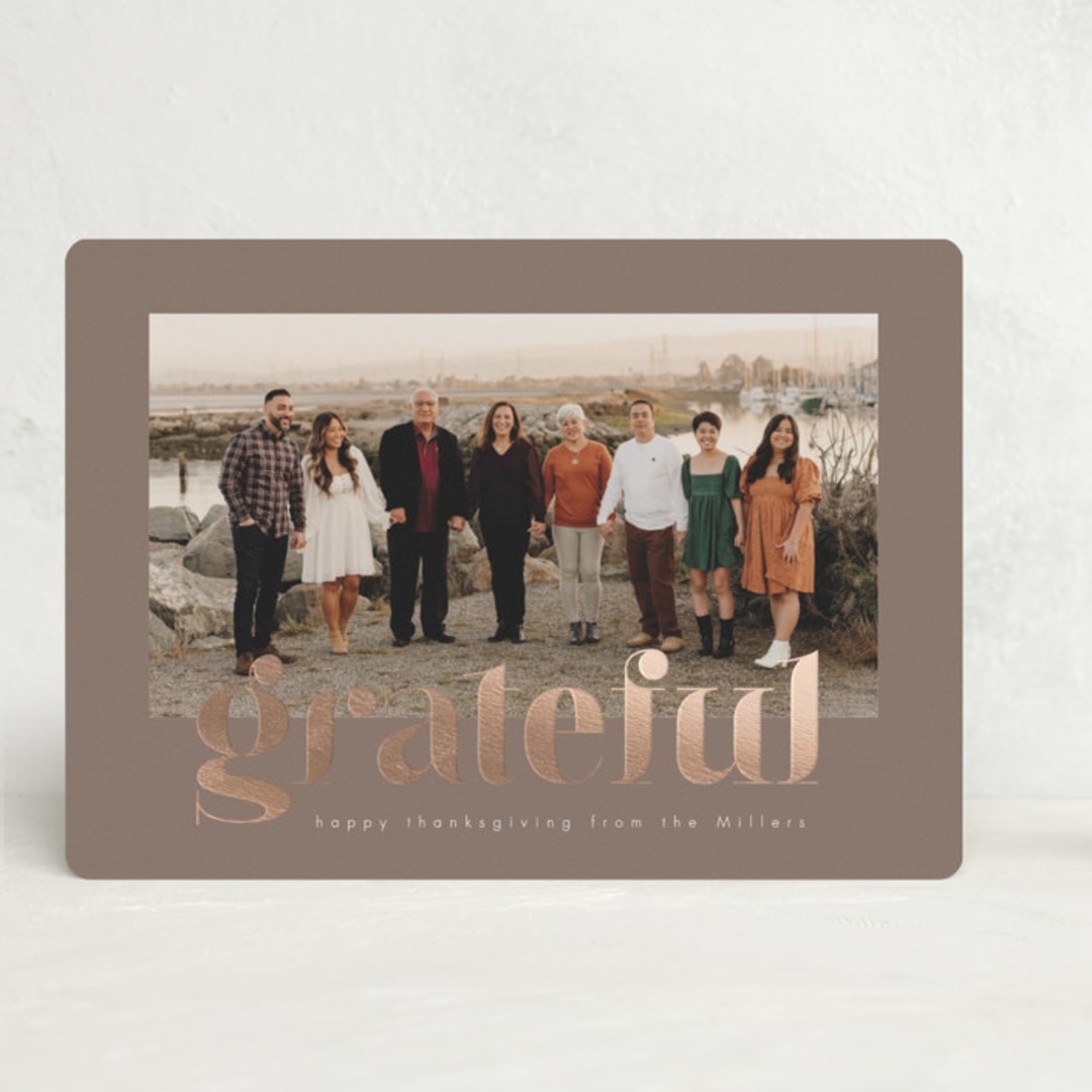 "Ever Grateful" - Thanksgiving Cards in Warm Pine by AK Graphics - Front
