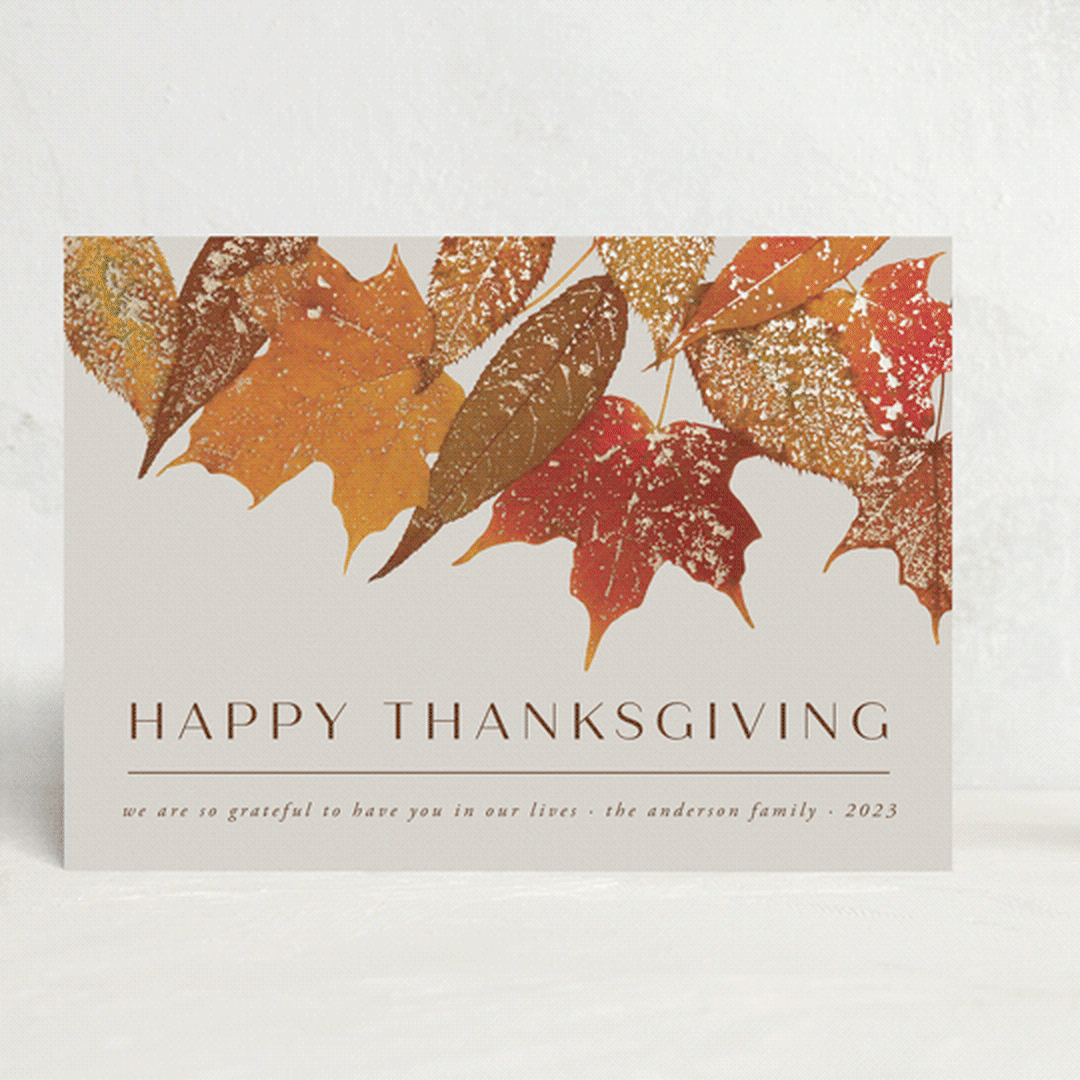 "Gilded Autumn Leaves" - Thanksgiving Cards in Spice by Heather Schertzer - Front