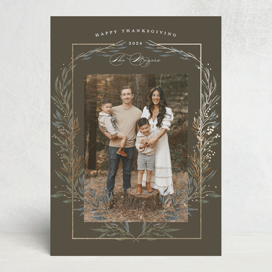 "Thanksgiving Crest" - Thanksgiving Cards in Chestnut by Susan Zinader - Front