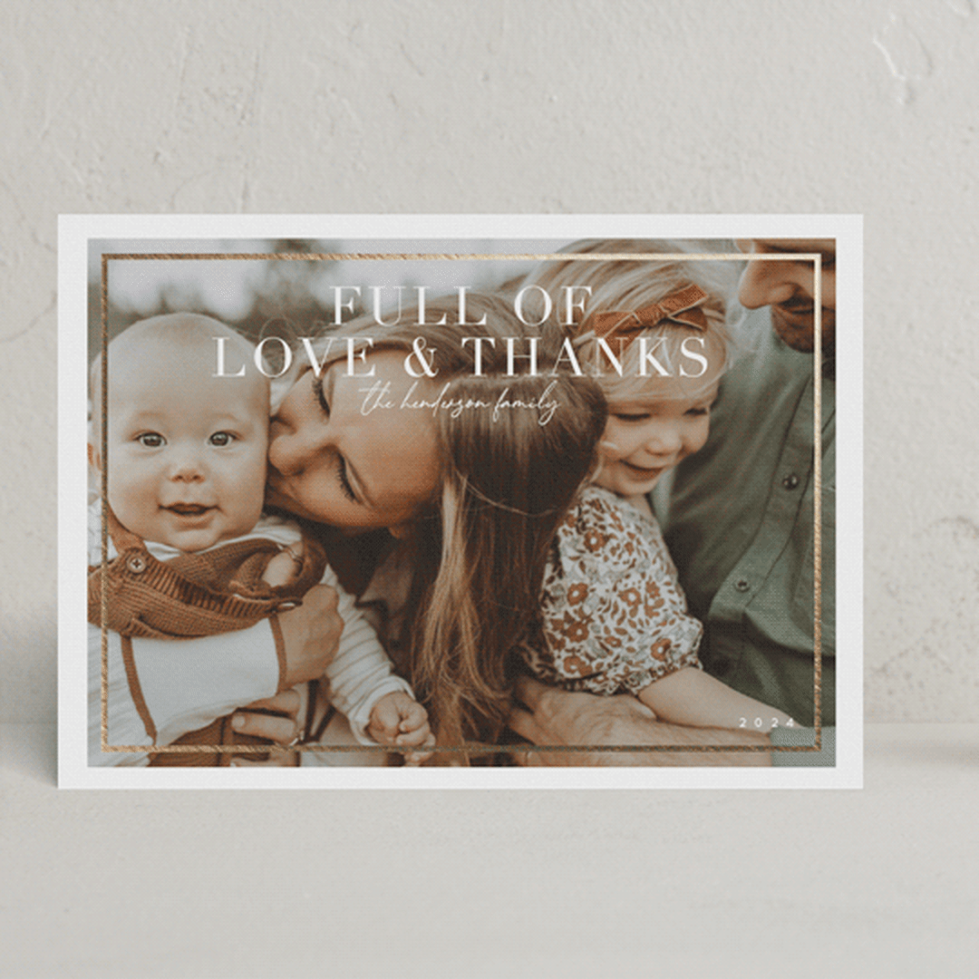 "Just Full" - Thanksgiving Cards in Golden by Keen Peachy - Front