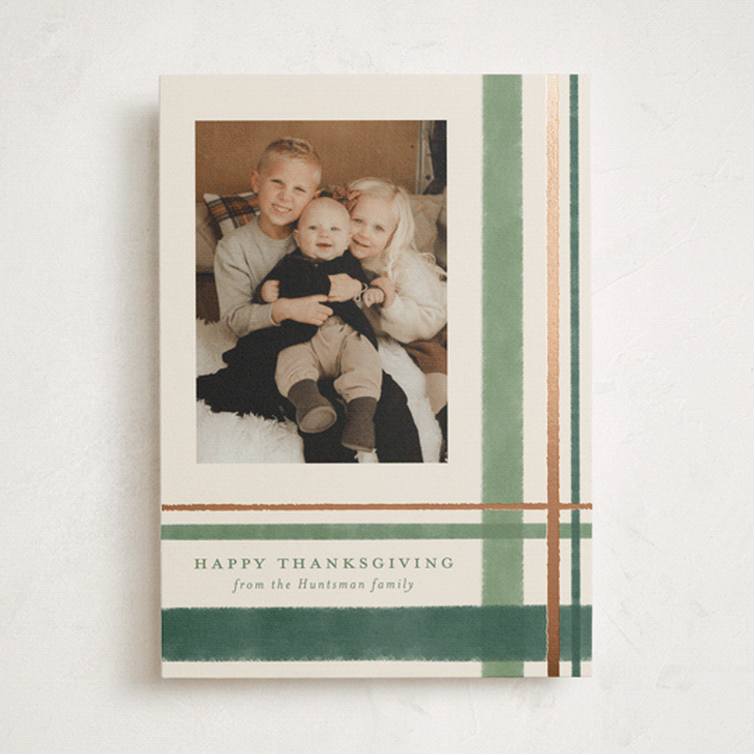 "Deconstructed Plaid" - Thanksgiving Cards in Pine by Kacey Kendrick Wagner - Front