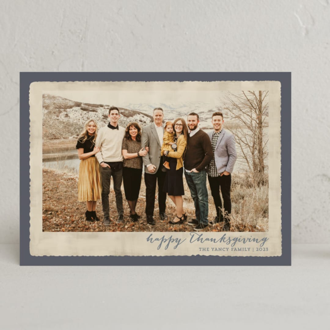 "Deckled Merrier than Ever" - Thanksgiving Cards in Stone by Kaydi Bishop - Front