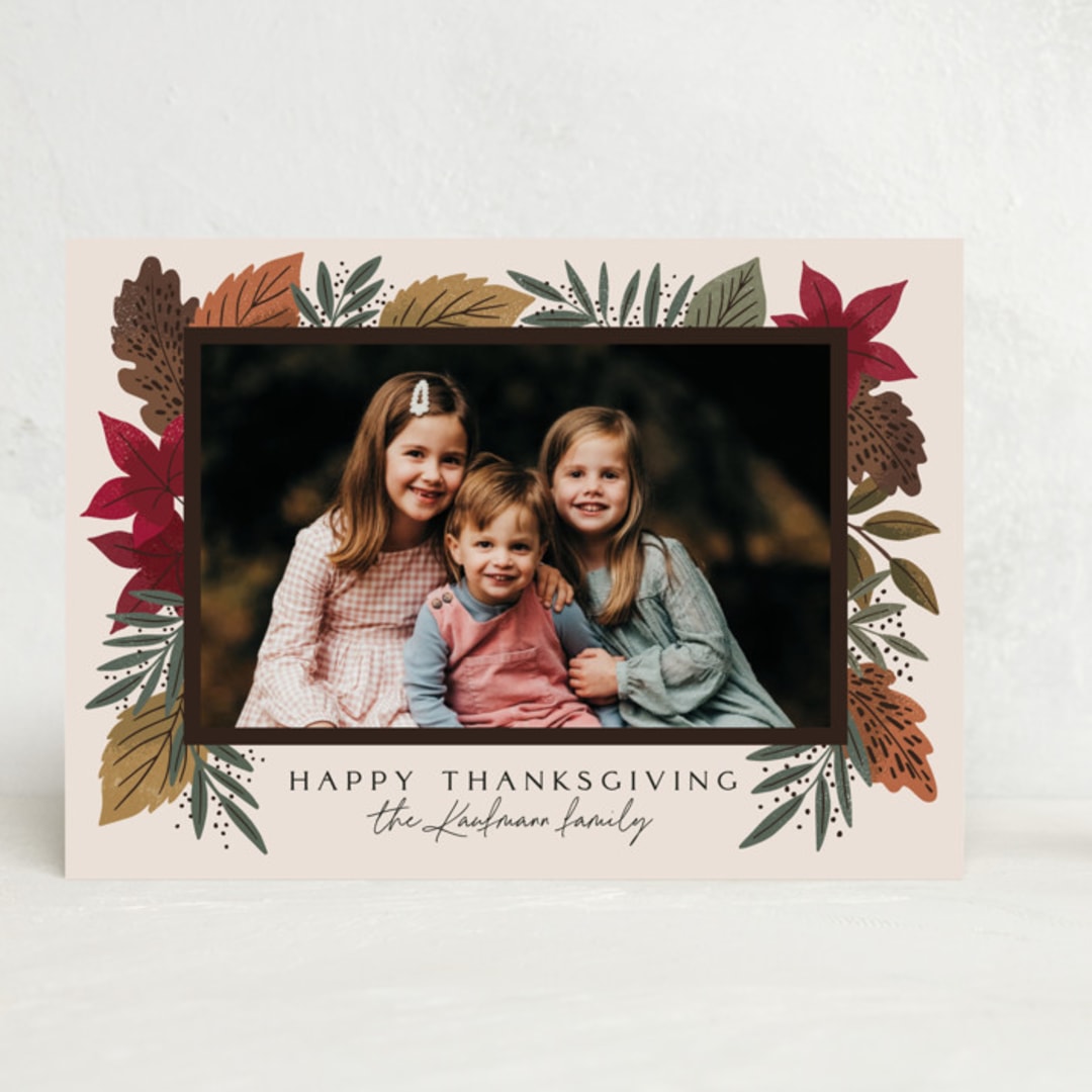"Leafy Frame" - Thanksgiving Cards in Cream by Alethea and Ruth - Front
