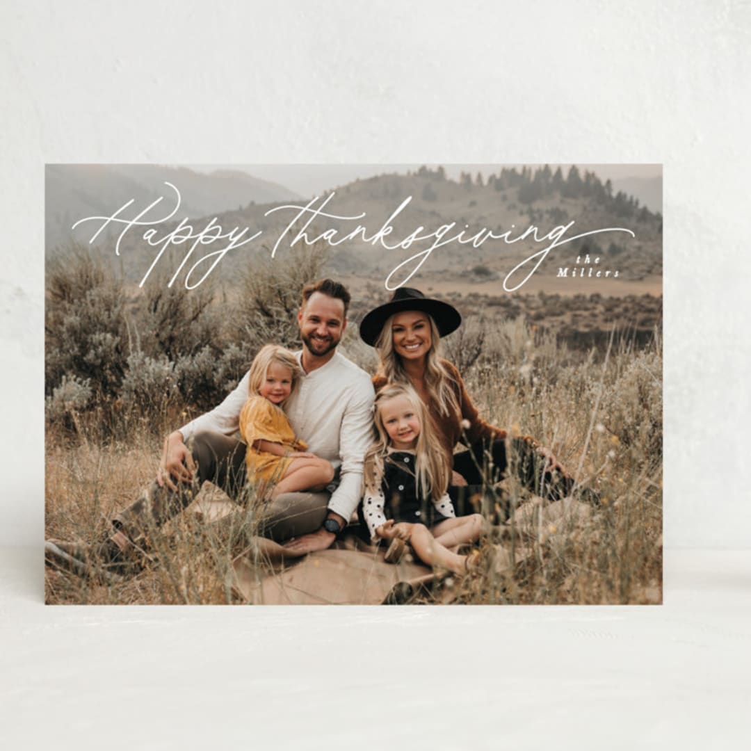"Simple Script" - Thanksgiving Cards in Whipped Cream by Owl and Toad - Front