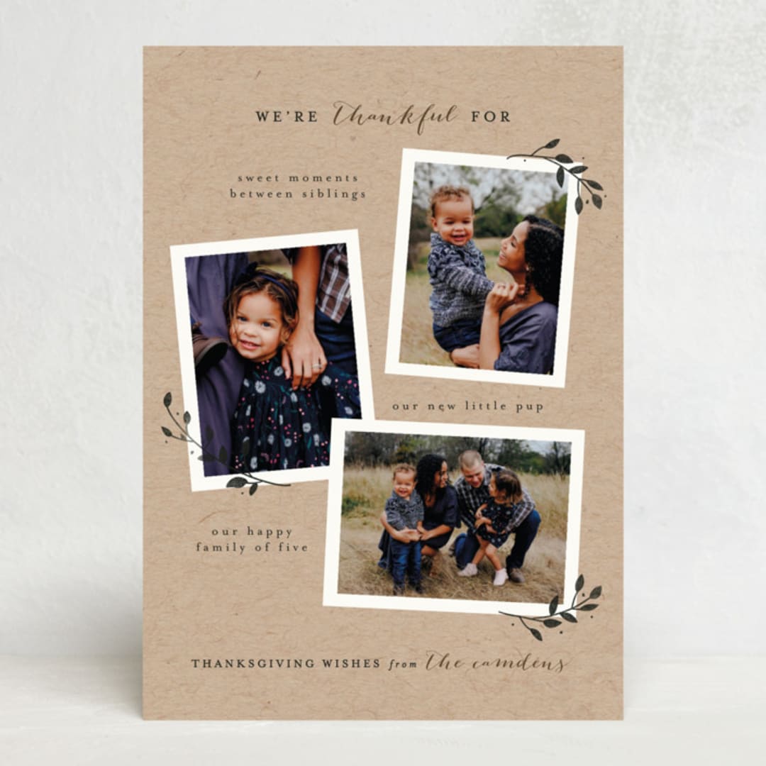 "Thankful For" - Thanksgiving Cards in Kraft by Melissa Egan of Pistols - Front