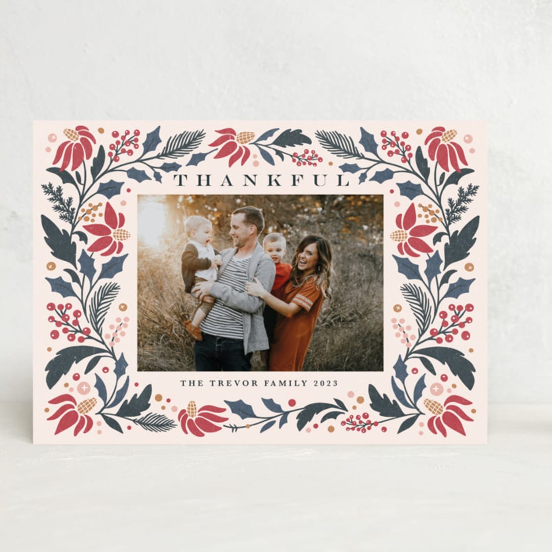 "Rejoice in Florals" - Thanksgiving Cards in Crimson by Kristen Smith - Front