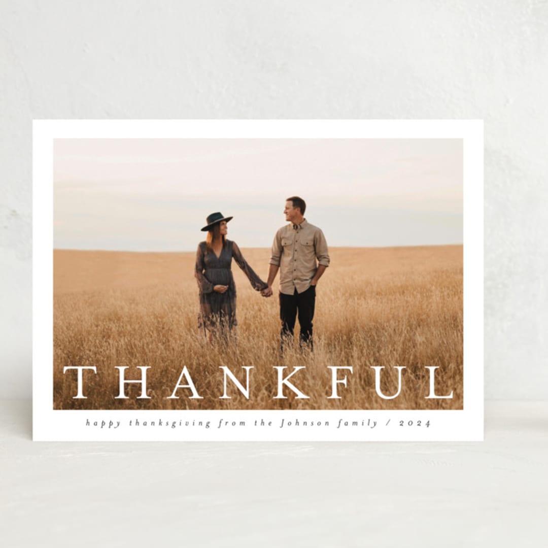 "Modern Thankful" - Thanksgiving Cards in Cloud by Nicole Walsh - Front